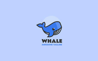 Blue Whale Simple Mascot Logo 2