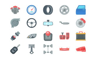 Car Parts Isolated Object Set