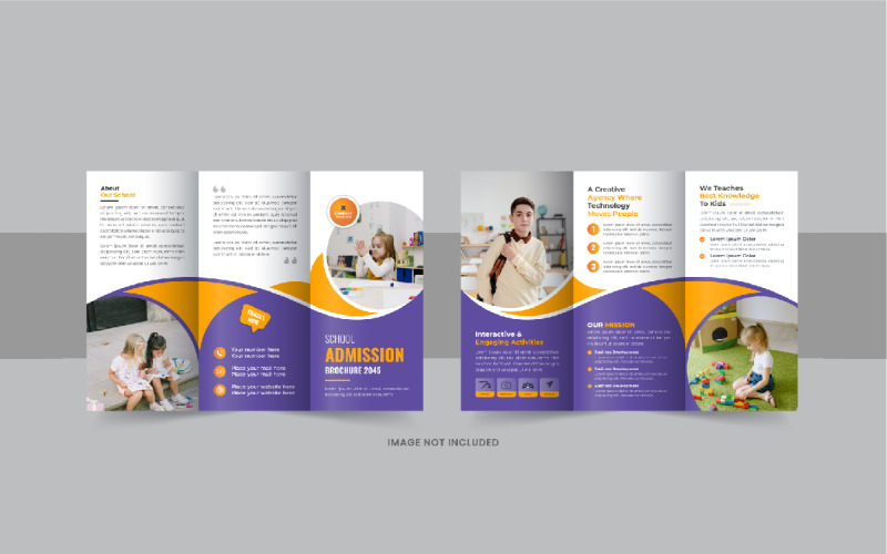 Kids back to school admission trifold, Admission tri fold brochure design layout Corporate Identity