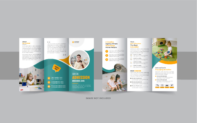 Kids back to school admission trifold, Admission tri fold brochure design template Corporate Identity
