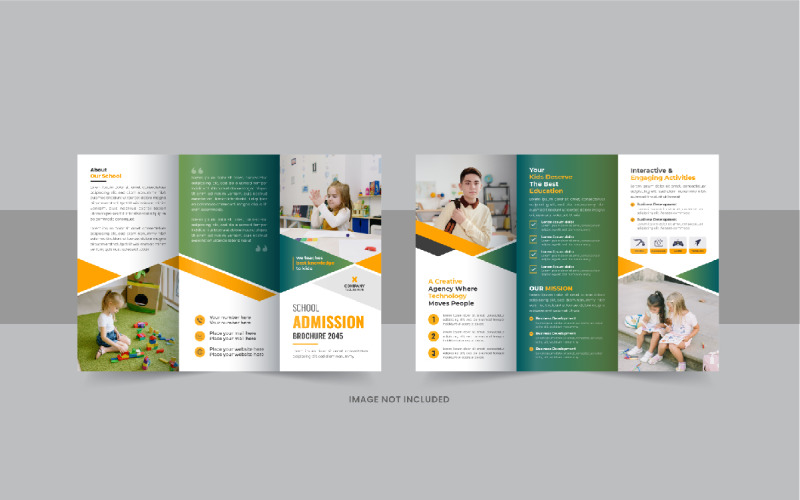 Kids back to school admission trifold, Admission tri fold brochure design Corporate Identity