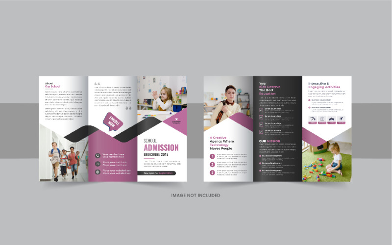 Kids back to school admission trifold, Admission tri fold brochure template layout Corporate Identity