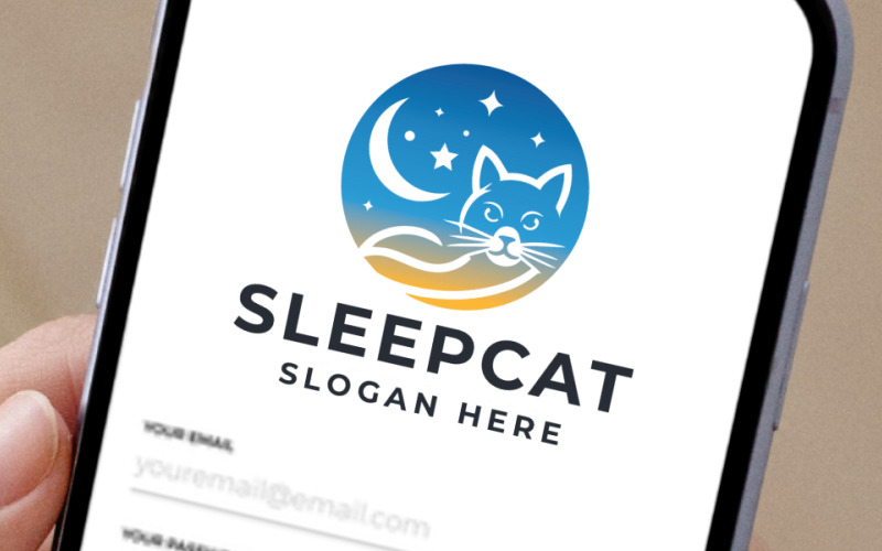 Sleep Cat Pet Professional Logo Logo Template