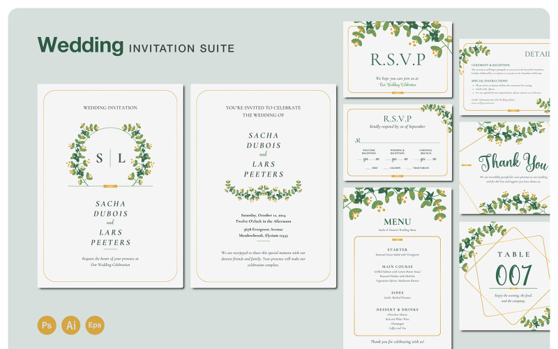 Wedding Party Invitation Suite Template Corporate Identity