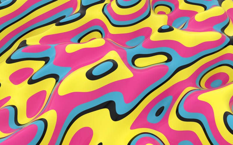 Abstract 3d Wavy Lines Background Retro Color