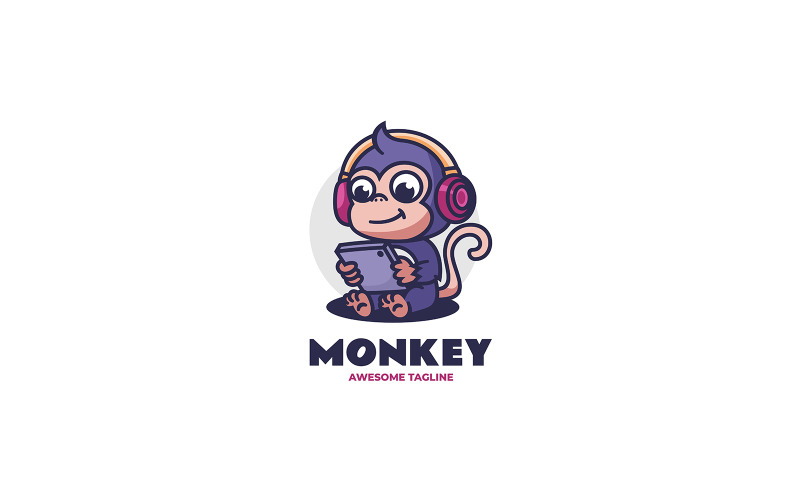 Cute Monkey Mascot Cartoon Logo 1 Logo Template