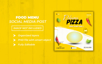 Delicious pizza fast food social media post template