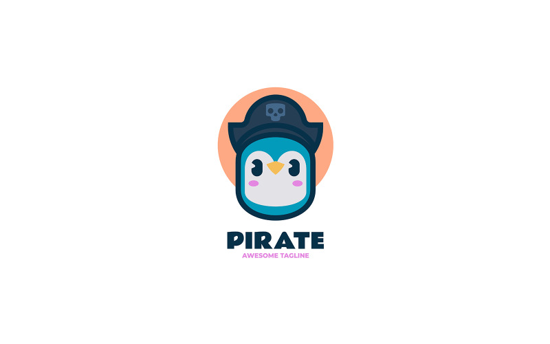 Penguin Pirate Mascot Cartoon Logo Logo Template