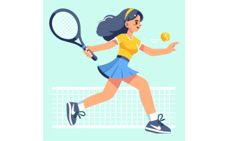 Wimbledon Championshp with People Playing Tennis Illustration