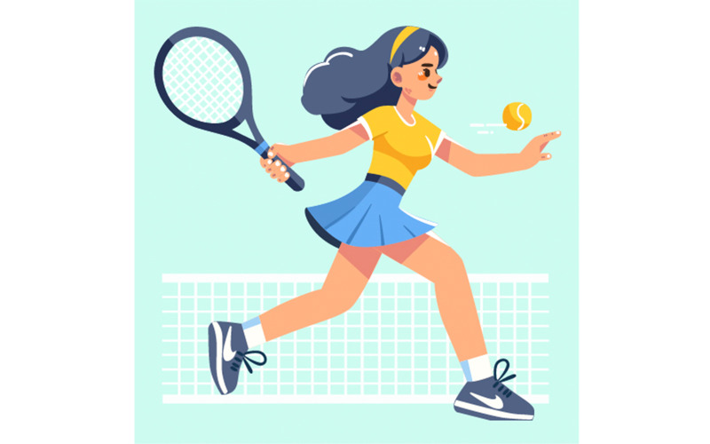 Wimbledon Championshp with People Playing Tennis Illustration