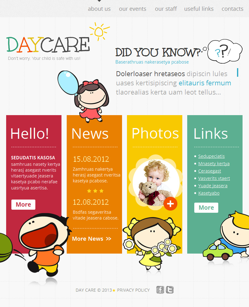 Hello link. Daycare Theme. Сайт про семью html. Day Care перевод.