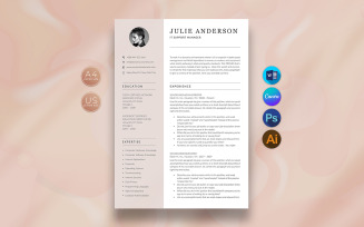Canva and Word IT Support Manager Resume Template Design