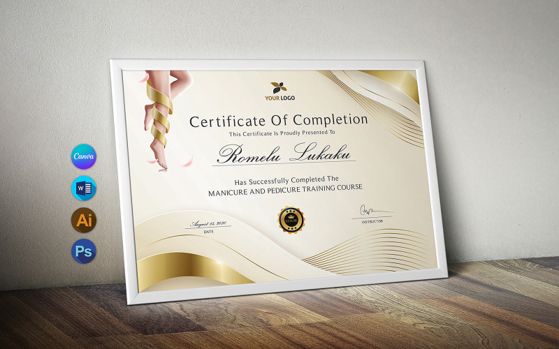 Canva Manicure and Pedicure Course Certificate Certificate Template