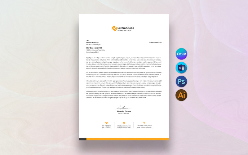 Letterhead Template for Canva Digital Download Corporate Identity
