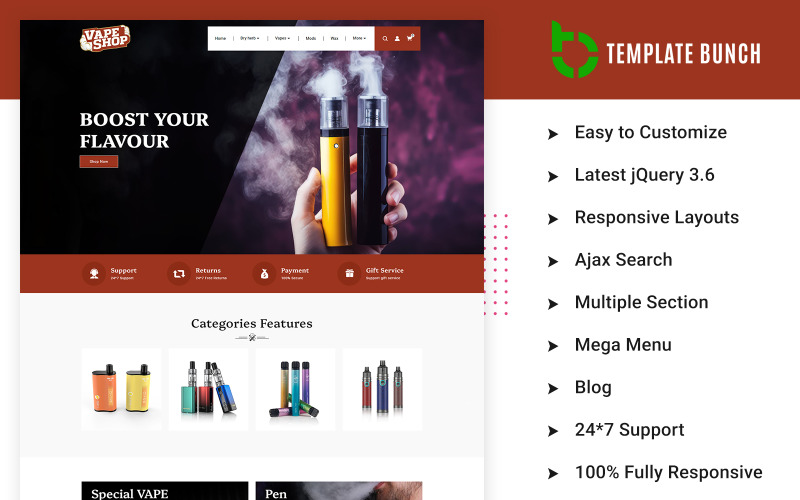 Vape Shop - Responsive OpenCart Theme for eCommerce OpenCart Template
