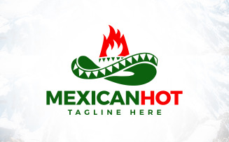 Mexican Hat With Hot Chili Fire Logo Design