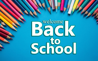 Psd back to school_Welcome back to school design_supplies on a wooden table_back to school design