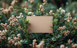 White Paper Flat Lay Flowers & Leaves Card Mockup 13