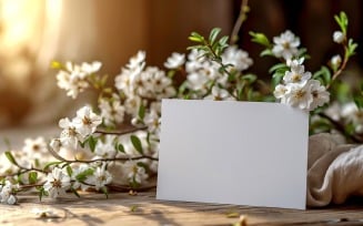 White Paper Flowers On Card Mockup 03