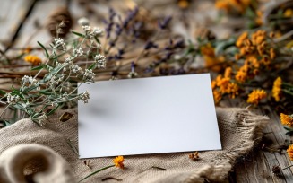 White Paper Flowers On Card Mockup 48