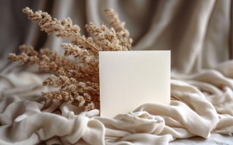 White Paper With Flowers On Card Mockup 06