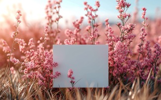 White Paper With Flowers On Card Mockup 08