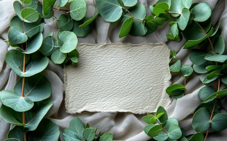 White Paper Card Flat Lay On Green Leaves 65