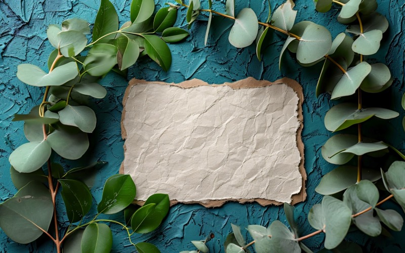 White Paper Card Flat Lay On Green Leaves 74 Illustration