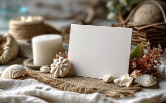 White Paper Card On Dried Flowers Design Mockup 125