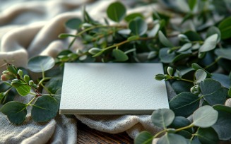 White Paper Card On Green Leaves 67