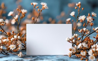 White Paper Dried Flowers Card Mockup 144