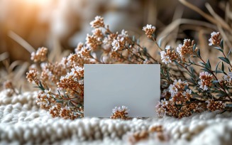 White Paper Dried Flowers Card Mockup 85