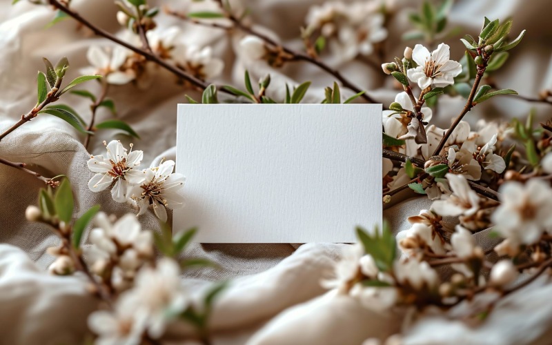 White Paper Dried Flowers Card Mockup 146 Illustration