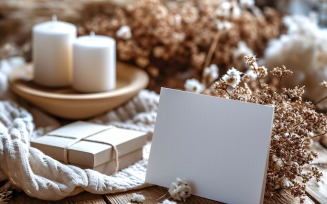 White Paper Dried Flowers Card Mockup 162