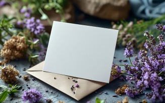White Paper Dried Flowers Card Mockup 163