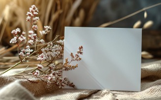 White Paper Dried Flowers Card Mockup 166