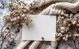 White Paper Dried Flowers Card Mockup 182