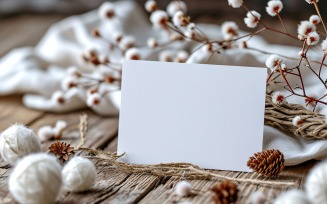 White Paper Dried Flowers Card Mockup 213