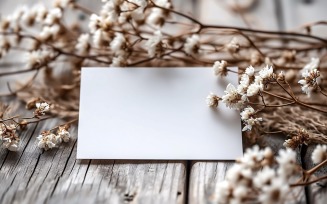 White Paper Dried Flowers Card Mockup 214