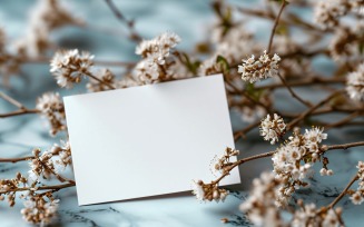 White Paper Dried Flowers Card Mockup 216