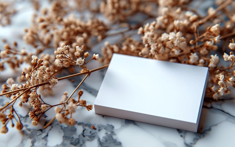 White Paper Dried Flowers Card Mockup 220 Illustration