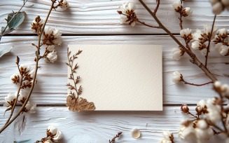 White Paper Dried Flowers Card Mockup 231