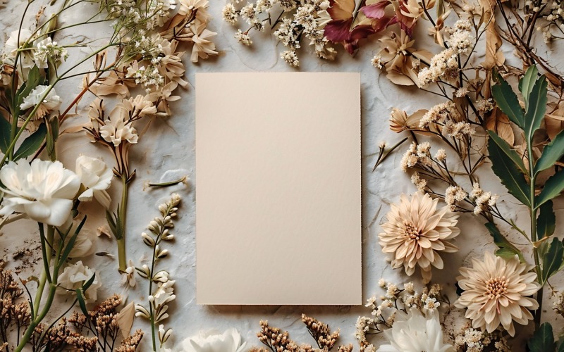 White Paper Flowers & Card Mockup 236 Illustration