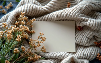 White Paper On Dried Flowers Card Mockup 175