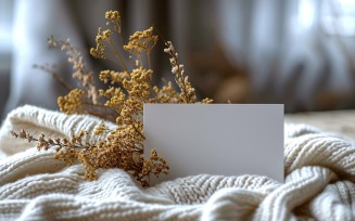White Paper On Dried Flowers Card Mockup 176