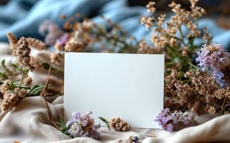 White Paper On Dried Flowers Card Mockup 179