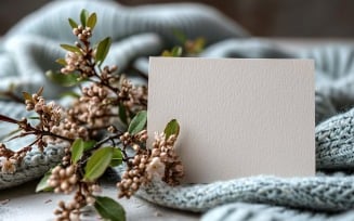 White Paper On Flowers Card Mockup 151