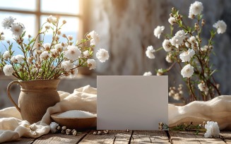 White Paper On Flowers Card Mockup 187
