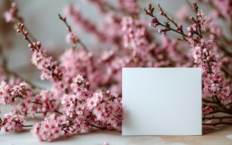 White Paper Pink Flowers Card Mockup 219