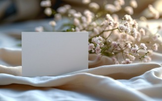White Paper White Flowers Card Mockup 221